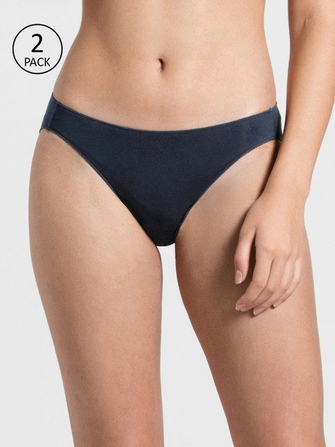 

Jockey Women Pack Of 2 Navy Blue Solid Basic Briefs 1803-0105