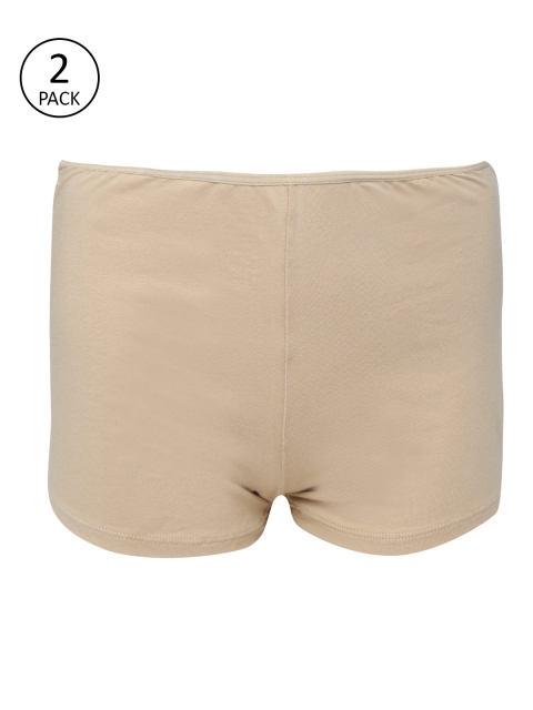 

Jockey Women Pack Of 2 Beige Solid Boy Shorts SS04-0105