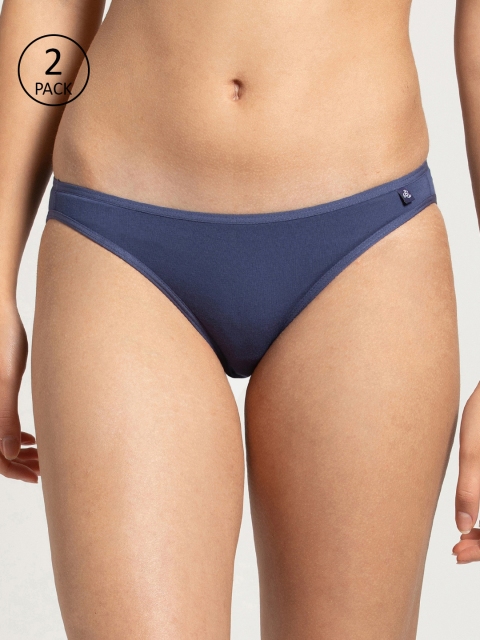 

Jockey Women Pack Of 2 Navy Blue Solid Bikini Briefs SS02-0105