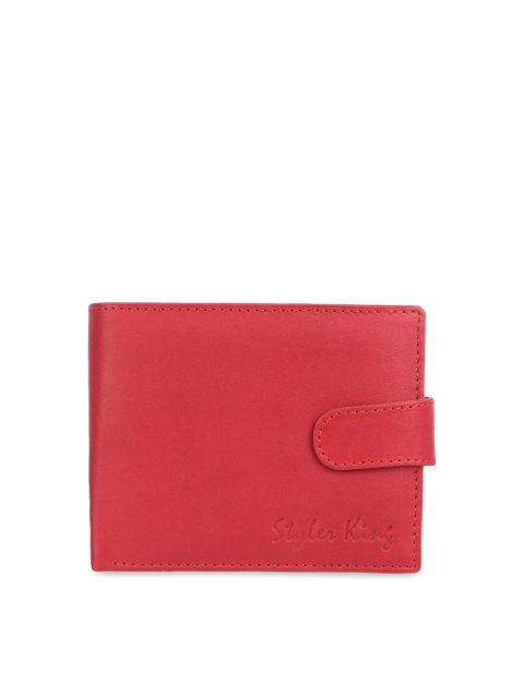 

STYLER KING Men Red Solid Leather Two Fold Wallet