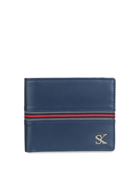 

STYLER KING Men Navy Blue Solid Two Fold Genuine Leather Wallet