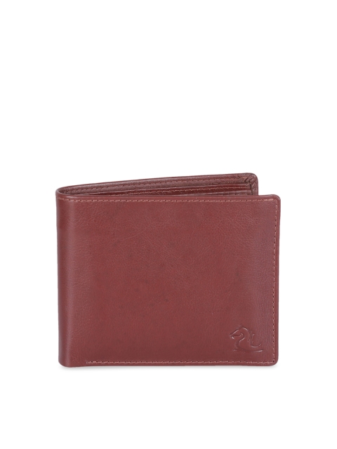 

Kara Men Tan Brown Solid Leather Two Fold Wallet