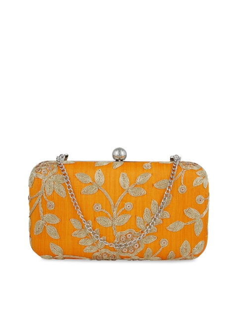 

Tarusa Orange Embroidered Clutch
