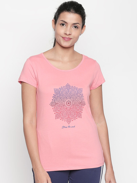 

Ajile by Pantaloons Women Pink Printed Round Neck T-shirt