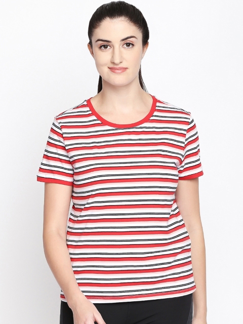 

Ajile by Pantaloons Women Red & White Striped Round Neck T-shirt