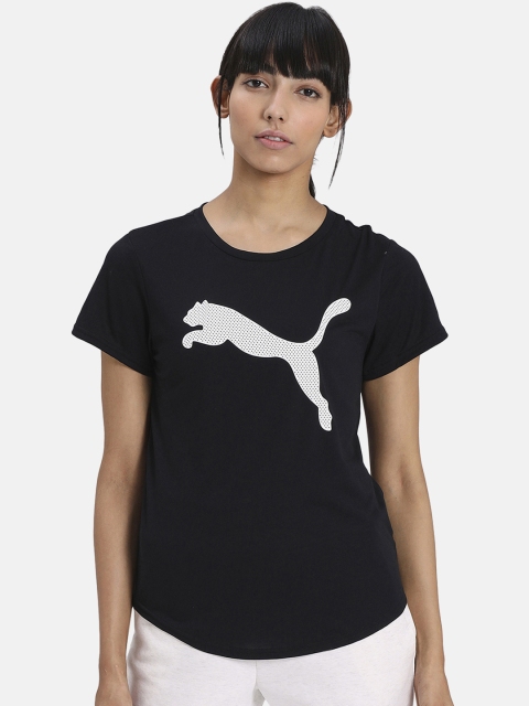 

Puma Women Black Printed Round Neck Evostripe T-shirt