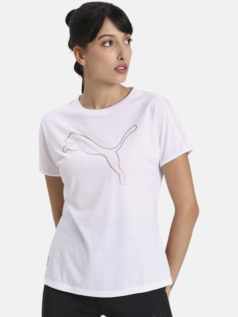 

Puma Women White Printed Round Neck T-shirt