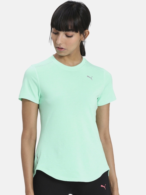 

Puma Women Sea Green Solid Round Neck T-shirt