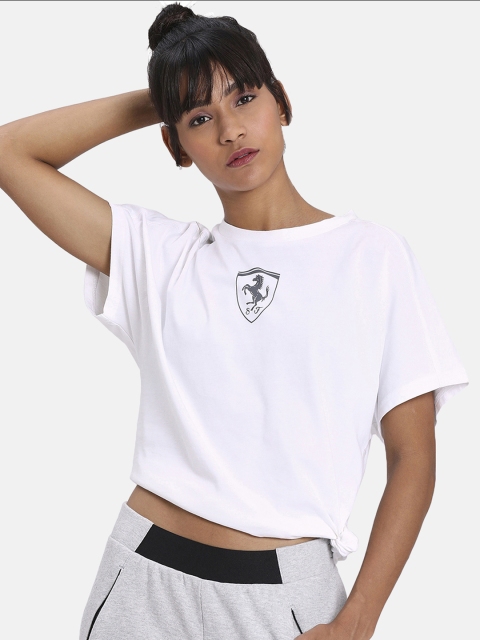 

Puma Women White Printed Round Neck T-shirt