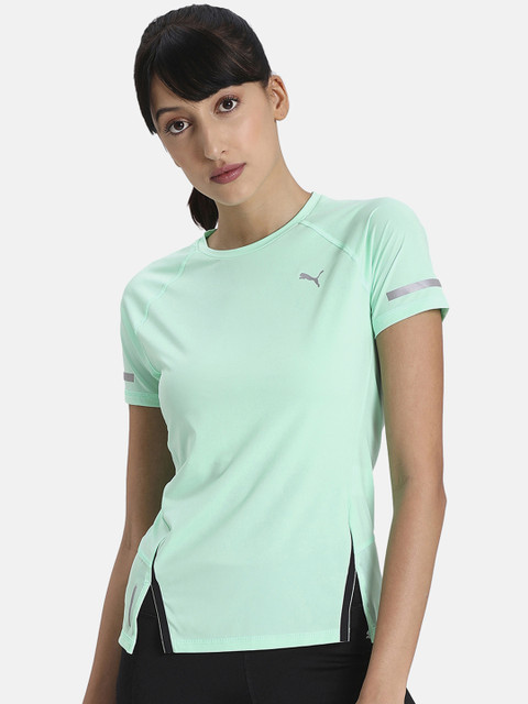 

Puma Women Sea Green Solid Round Neck Runner ID Tee