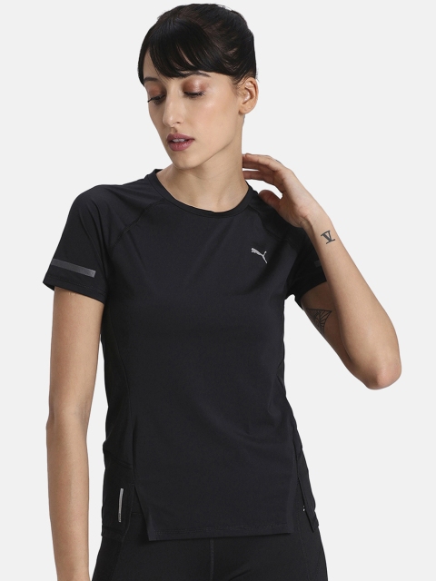 

Puma Women Black Solid Round Neck T-shirt