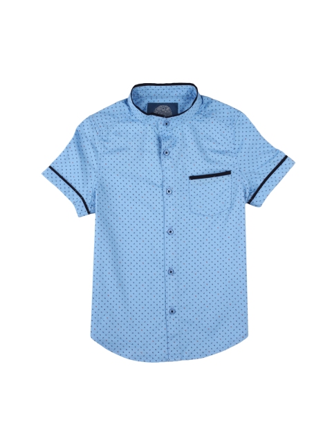 

One Friday Boys Blue Classic Slim Fit Micro Print Party Shirt
