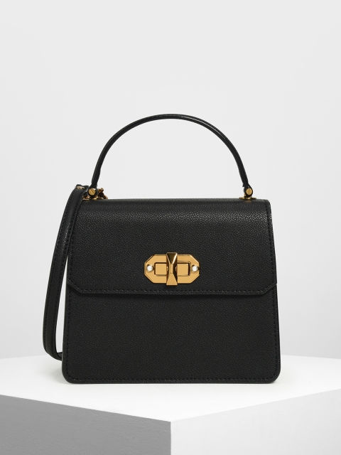 

CHARLES & KEITH Black Solid Handheld Bag