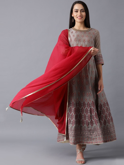 

WISHFUL Maroon & Gold-Coloured Solid Chiffon Dupatta