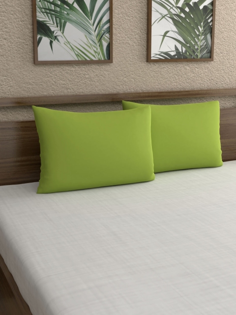 

Home Ecstasy Set of 2 Green Solid Pillow Covers