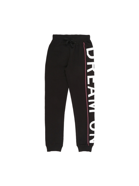 

Pantaloons Junior Girls Black & White Printed Straight-Fit Joggers