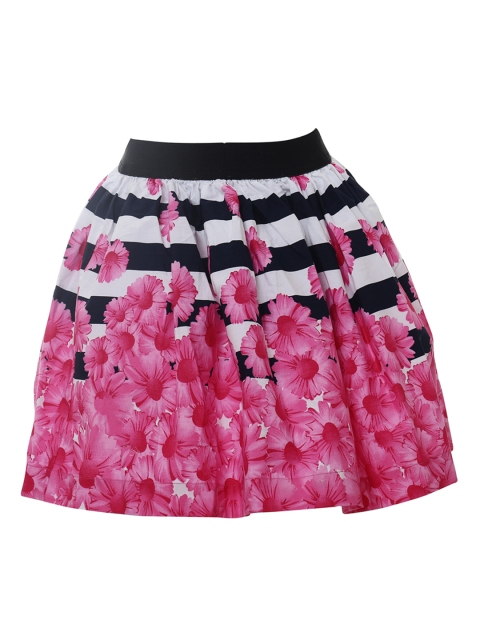 

One Friday Girls Pink & Black Printed Flared Skirt