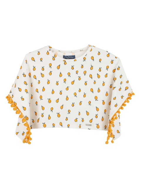 

One Friday Girls Yellow Printed Kaftan Pure Cotton Top