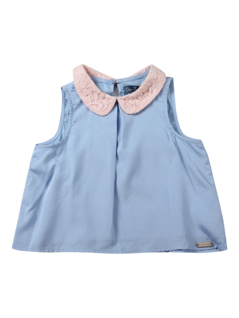 

One Friday Girls Blue Solid A-Line Top