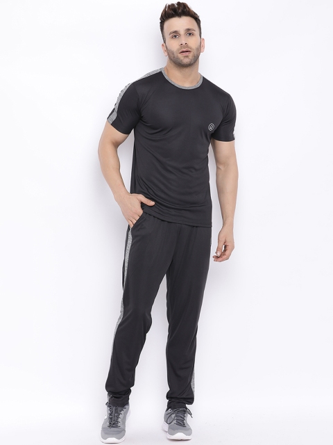 

Chkokko Men Black Solid Summer Tracksuit