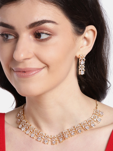 

JEWELS GEHNA Gold-Plated AD-Studded Handcrafted Jewellery Set