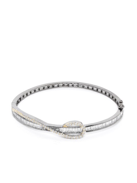 

JEWELS GEHNA Black Handcrafted AD-Studded Bangle-Style Bracelet