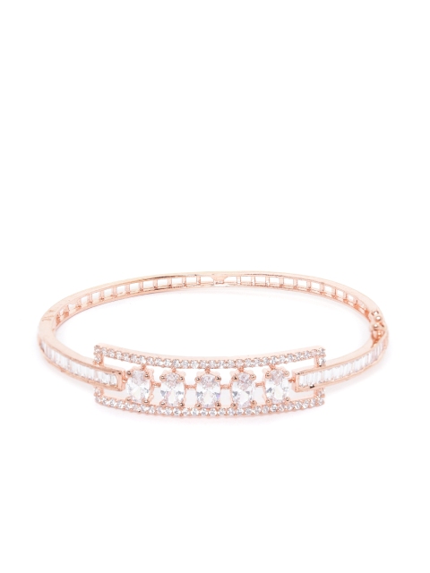 

JEWELS GEHNA Rose Gold-Plated Handcrafted AD-Studded Bangle-Style Bracelet