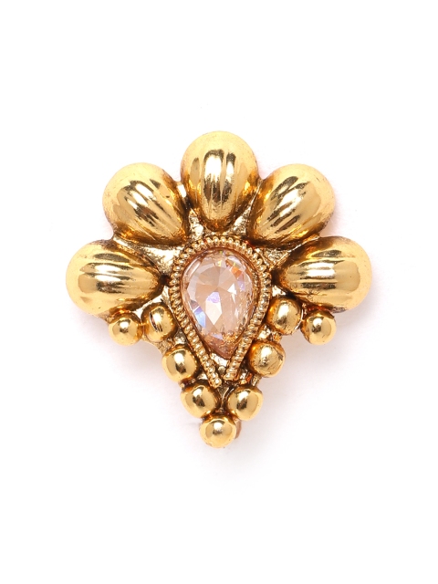

JEWELS GEHNA Pink Antique Gold-Plated CZ-Studded Nose Pin