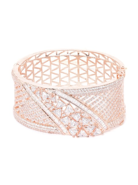 

JEWELS GEHNA Rose Gold-Plated AD-Studded Handcrafted Cuff Bracelet