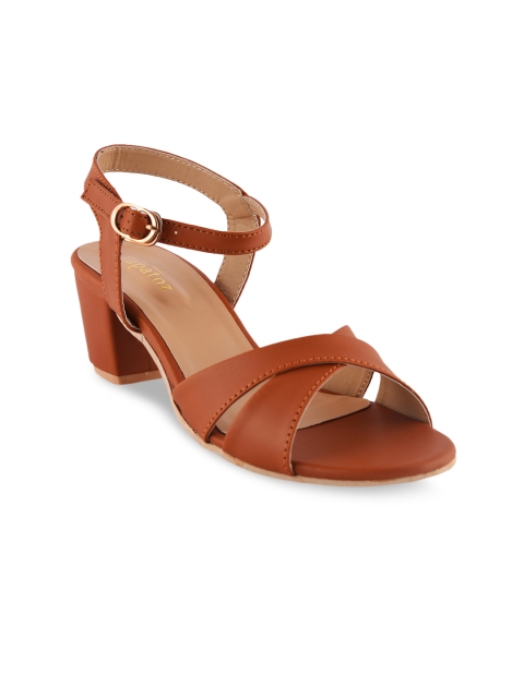 

ZAPATOZ Women Tan Solid Sandals