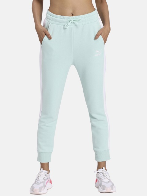 

Puma Women Green & White Striped Classic Joggers Classics T7