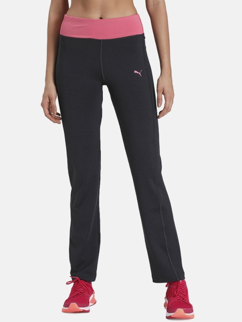 

Puma Women Charcoal Grey & Pink Solid Training Track Pants