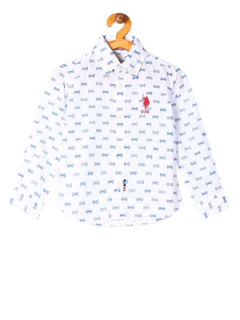 

U.S. Polo Assn. Kids Boys White Regular Fit Printed Casual Shirt
