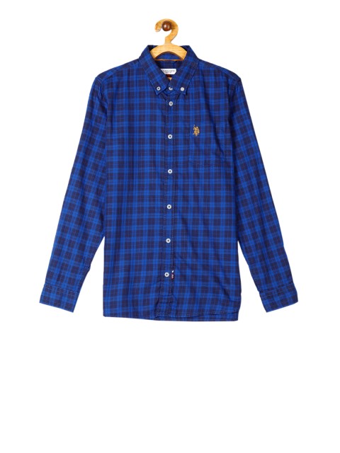 

U.S. Polo Assn. Kids Boys Blue Checked Casual Shirt