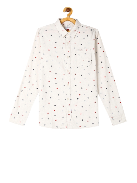 

U.S. Polo Assn. Kids Boys Beige Regular Fit Printed Casual Shirt