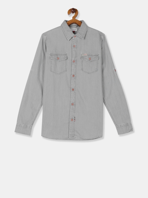 

U.S. Polo Assn. Kids Boys Grey Regular Fit Solid Casual Shirt
