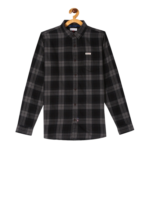 

U.S. Polo Assn. Kids Boys Black & Grey Regular Fit Checked Casual Shirt