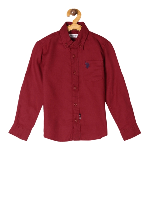 

U.S. Polo Assn. Kids Boys Red Regular Fit Solid Casual Shirt