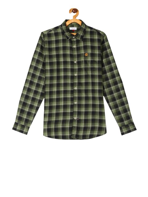 

U.S. Polo Assn. Kids Boys Green & Black Regular Fit Checked Casual Shirt
