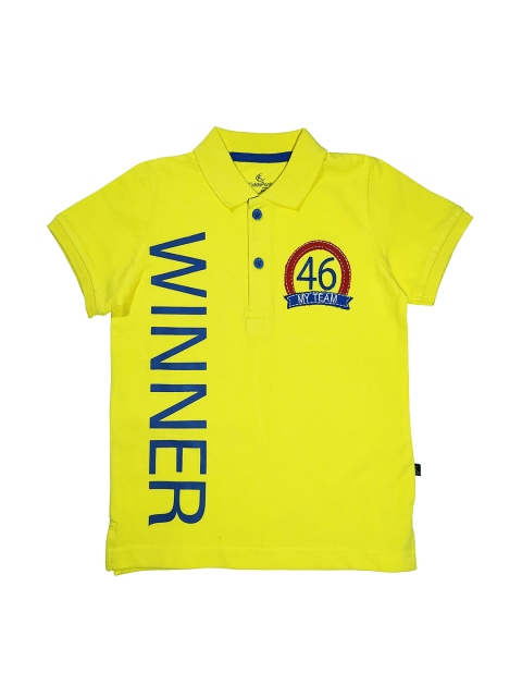 

KiddoPanti Boys Lime Green Printed Polo Collar T-shirt