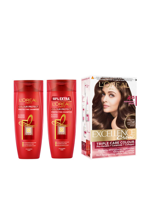 

LOreal Paris Women Set Of 2 Colour Protect Shampoo & 425 Aishwarya's Brown Hair Color