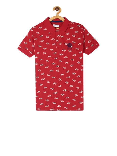 

U.S. Polo Assn. Kids Boys Red Printed Polo Collar T-shirt