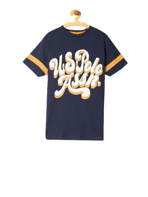 

U.S. Polo Assn. Boys Navy Blue Printed Round Neck T-shirt