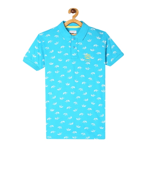 

U.S. Polo Assn. Kids Boys Blue Printed Polo Collar T-shirt