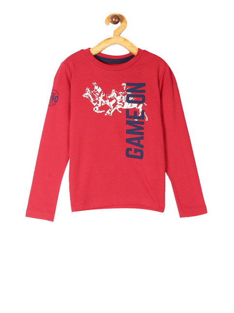 

U.S. Polo Assn. Kids Boys Red Printed Round Neck T-shirt
