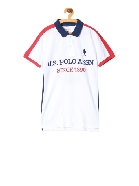 

U.S. Polo Assn. Kids Boys White Brand Logo Polo Collar T-shirt