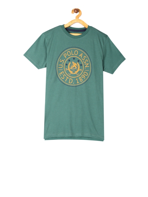 

U.S. Polo Assn. Kids Boys Green Printed Round Neck T-shirt