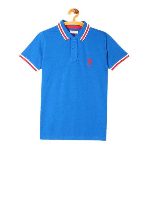 

U.S. Polo Assn. Boys Blue Solid Polo Collar T-shirt