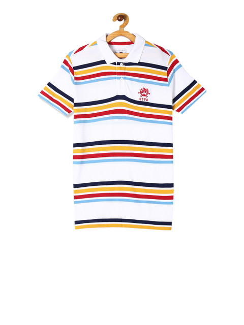 

U.S. Polo Assn. Kids Boys Multicoloured Striped Polo Collar T-shirt, Multi