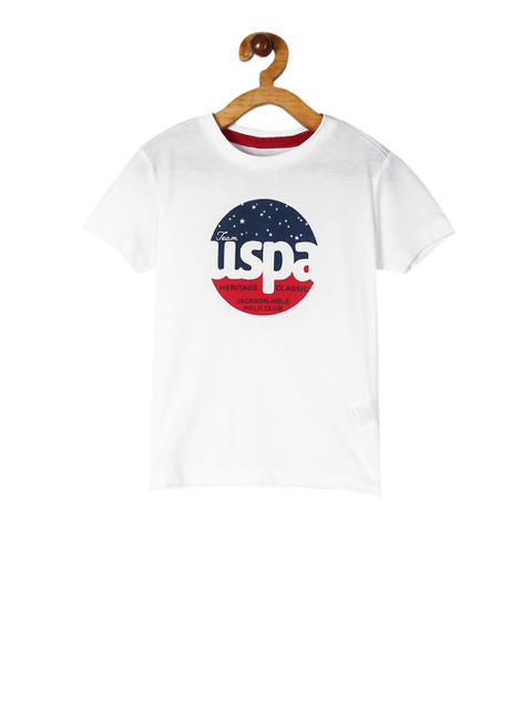 

U.S. Polo Assn. Kids Boys White Printed Round Neck T-shirt